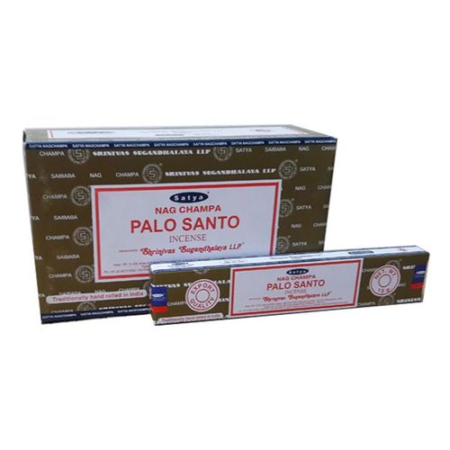Set of 12 packets of Palo Santo incense sticks by Satya, ideal for creating a peaceful atmosphere and enhancing meditation