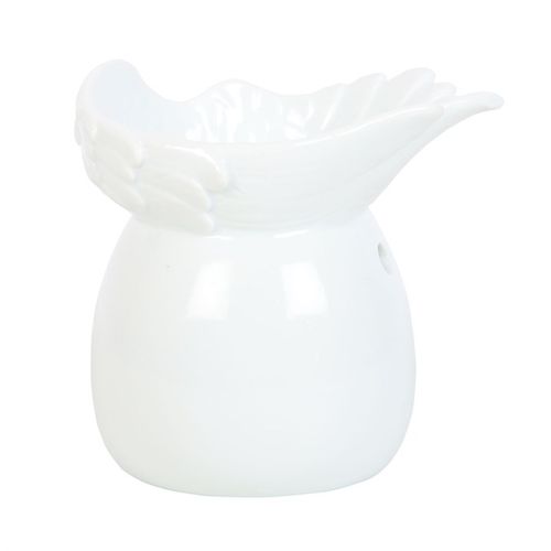 Elegant white Angel Wing Dish oil burner designed for aroma diffusion, perfect for enhancing any relaxing space.