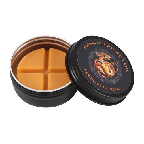 Litha wax melt burner gift set featuring a floral eco wax melt disk in a stylish black tin.