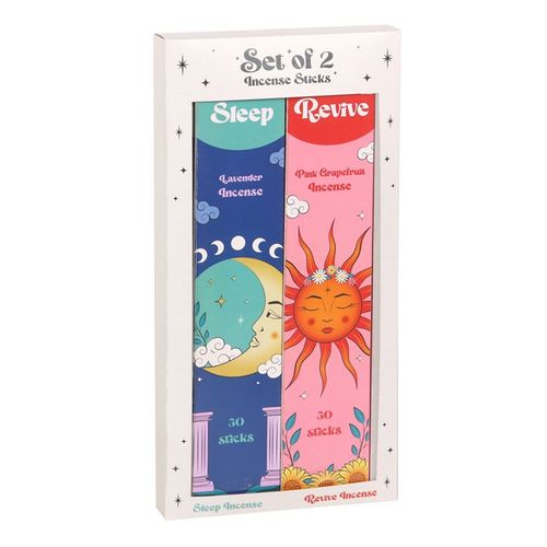 Set of 2 sleep incense sticks featuring lavender and pink grapefruit scents, perfect for relaxation and rejuvenation
