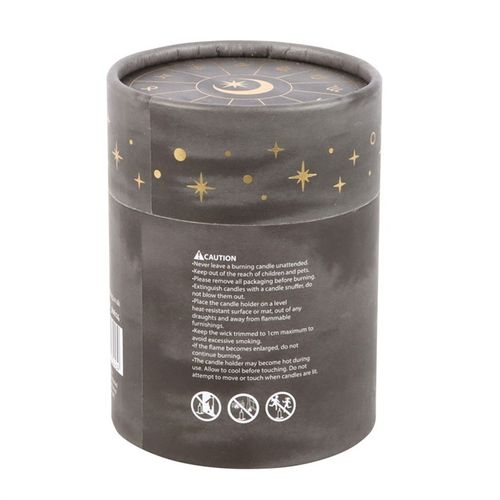 Elegant Vanilla Stardust candle with crystals in a celestial-themed packaging, perfect for enhancing your space with soothing aromas