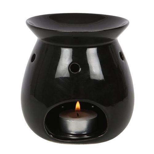 Elegant black Litha wax melt burner gift set by Anne Stokes featuring a tea light holder and unique design.