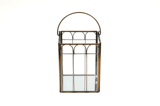 Geko Products mirrored candle lantern decor with metal frame and glass panels for elegant lighting