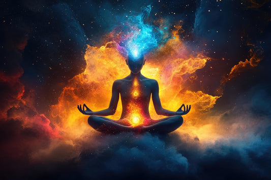 Woman surrounded by white light performing spiritual cleansing and protection ritual