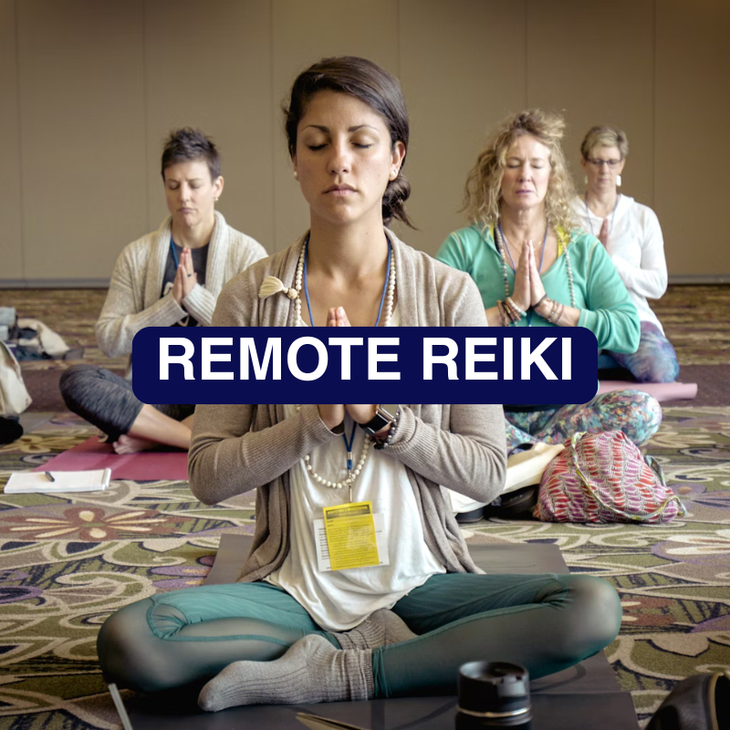 Reiki Remote Healing Service Logo Design with Mystical Background and Decorative Elements