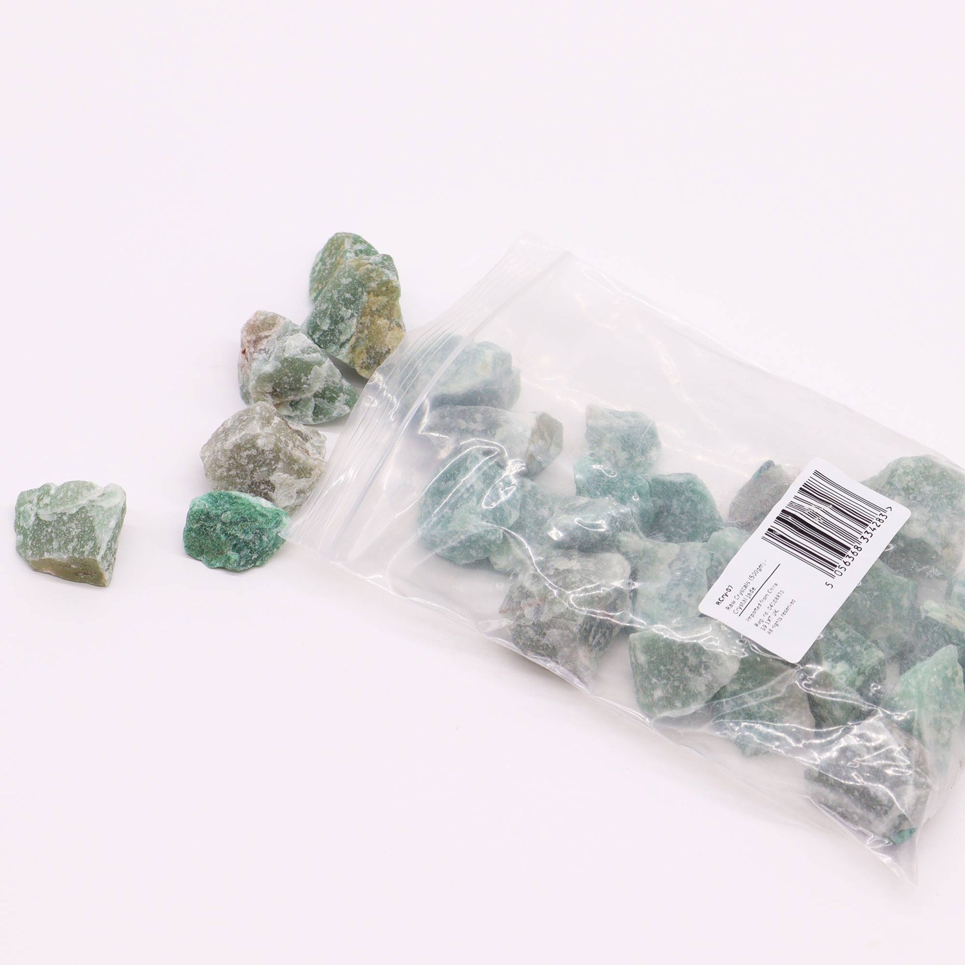 AW Dropshipping 500g crystal jade for healing in a clear bag with various green stones