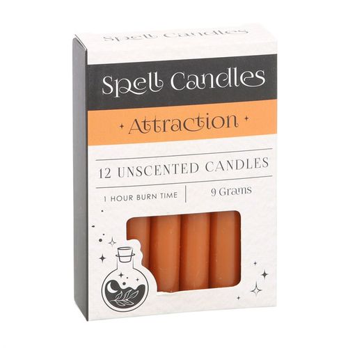 Attraction Spell Candle Kit featuring 12 unscented candles in a pack, ideal for enhancing spiritual practices and rituals.