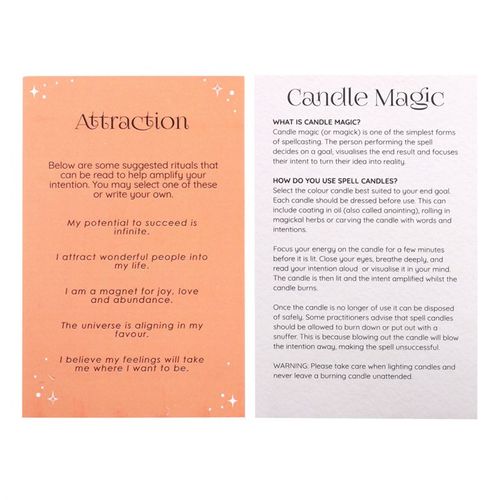 Attraction Spell Candle Kit with instructions for rituals and spell candles to enhance your spiritual practice