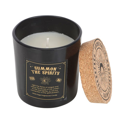 Black candle with cork lid.