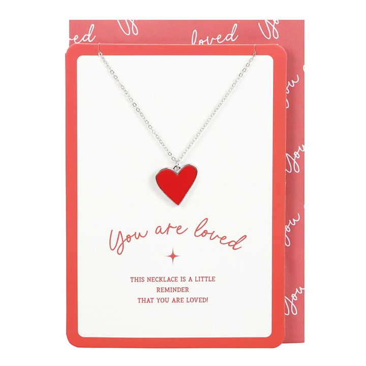Loved Heart Pendant Necklace on a card reading 'You are loved', perfect for gifting with the keyword Love Heart Pendant Card