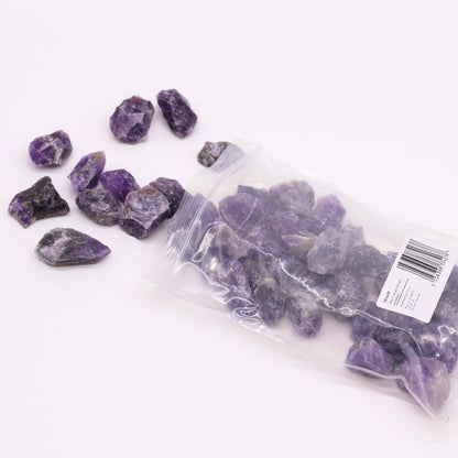 Natural Amethyst raw stones in 500g bulk, ideal for stress relief, energy healing, and enhancing spiritual awareness.
