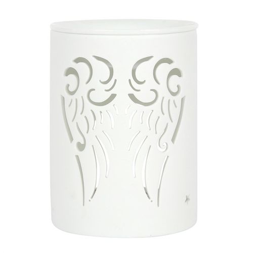 White Angel Wings Cut Out Oil Burner for Aromatherapy with Elegant Design