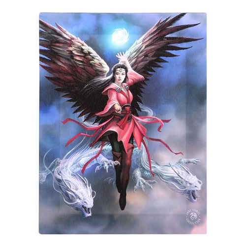 Anne Stokes fantasy plaque wall art featuring a mystical figure with dragons and vibrant colors