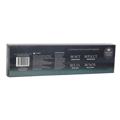 The Meditation Collection aromatherapy incense stick set with 80 sticks for relaxation and rejuvenation.
