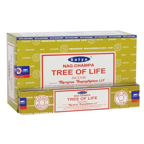 12 packs of aromatic Tree of Life incense by Satya for creating a calming atmosphere