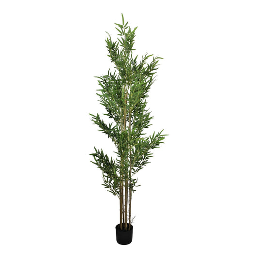 Geko Products artificial bamboo tree 200cm with green leaves in a black pot for home decor