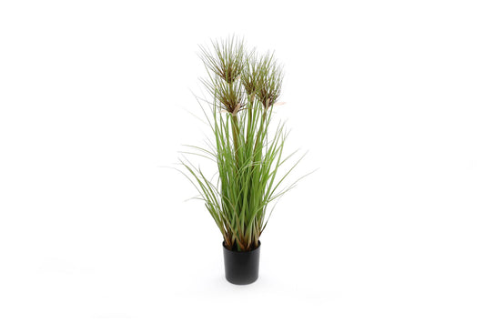 Geko Products artificial papyrus plant 65cm with green stalks and spiky top in black pot