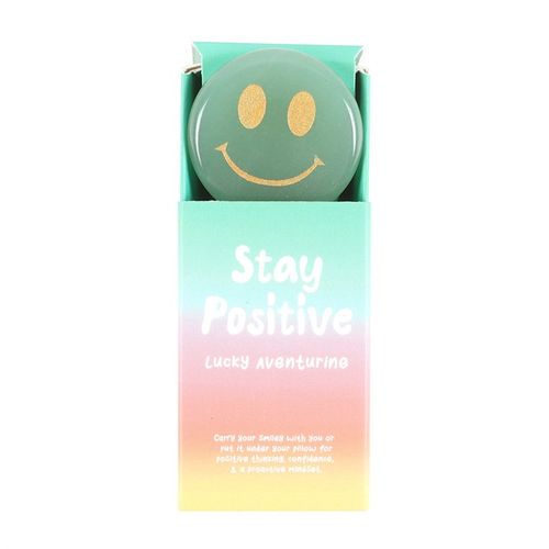 Stay Positive Aventurine Happy Face Crystal in Green with a Smiley Design for Positive Energy