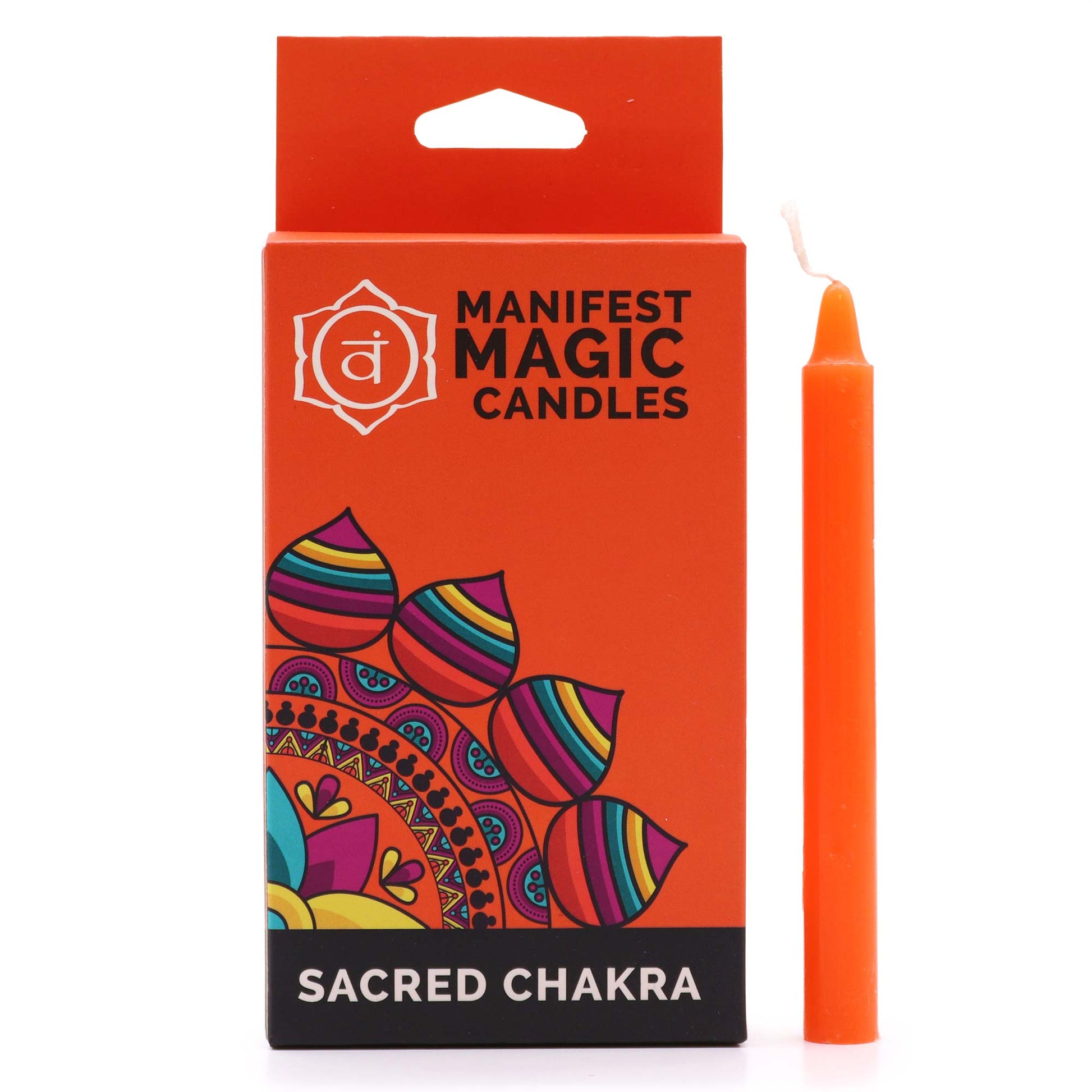 Manifestation candles pack of 12 featuring orange Sacred Chakra candles for spiritual practices and rituals