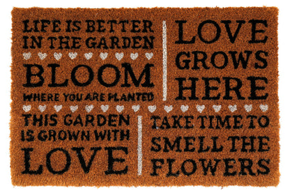 Geko Products bloom potting shed doormat with garden love quotes and heart design