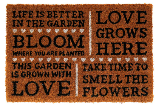 Geko Products bloom potting shed doormat with garden love quotes and heart design