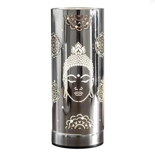 Silver Buddha statue wax warmer and electric aroma lamp with intricate mandala design