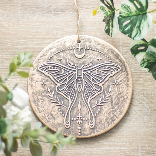 Luna Moth Terracotta Plaque as Butterfly Wall Art for Hanging Decorations