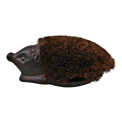 Geko Products cast iron garden decor hedgehog brush with textured bristles for outdoor use