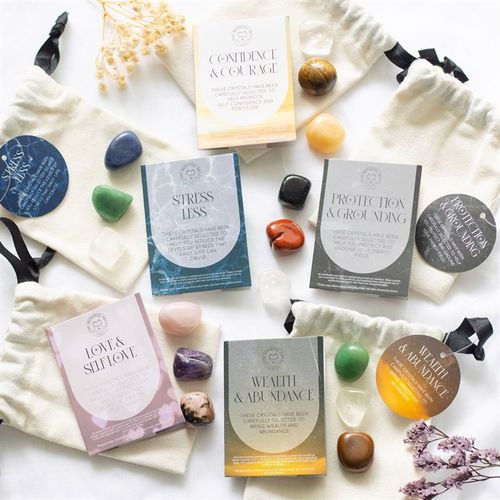 Confidence healing crystals set with various crystals and guidance cards for personal empowerment
