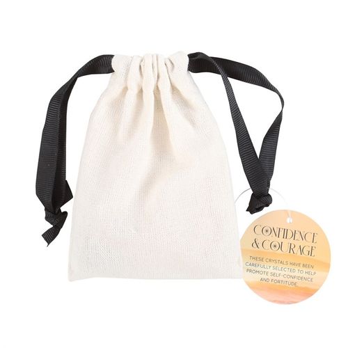 Confidence Healing Crystals Set in a drawstring bag for promoting self-confidence and fortitude