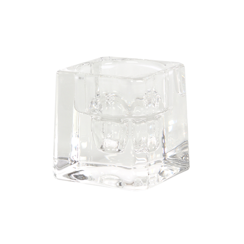 Elegant cube glass candle holder for home décor, perfect for adding a touch of sophistication.