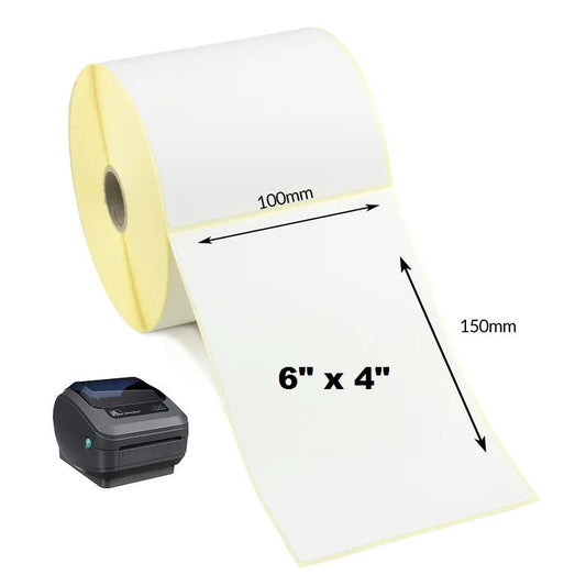 Direct thermal labels 500 roll 6 by 4 inches with a thermal label printer