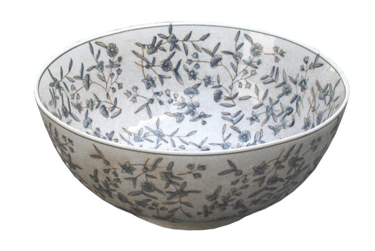 Geko Products ditsy print ceramic bowl with delicate blue floral design on white background