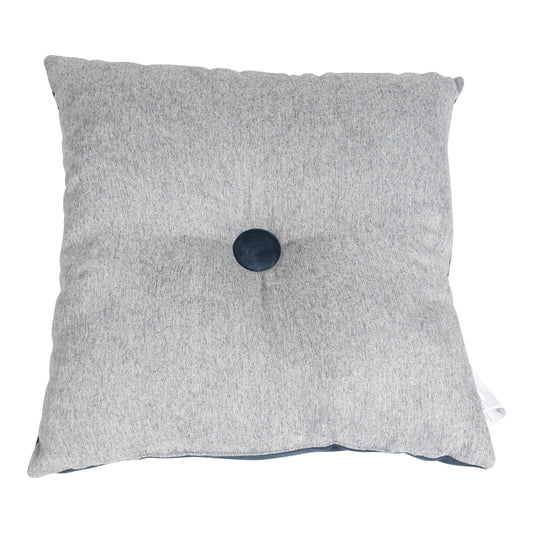 Gray fabric double sided scatter pillow with central button detail by Geko Products