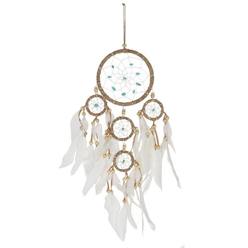 Dreamcatcher with turquoise beads and white feathers hanging decoration by SD Connect