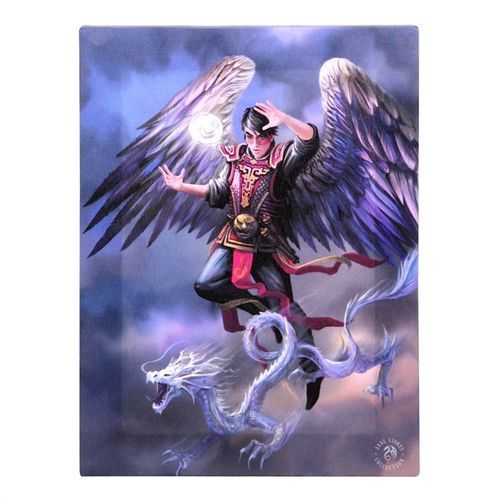 19x25cm Air Element Wizard Canvas Plaque by Anne Stokes, ideal fantasy art for Reiki healing spaces
