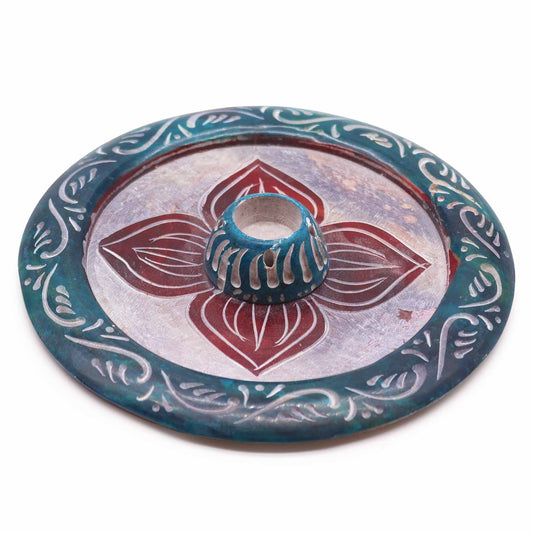 Four petal incense holder with an elegant design featuring intricate patterns and a central stick holder