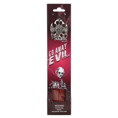 Go Away Evil incense sticks with holder from Kimchi Toki for spiritual cleansing and protection