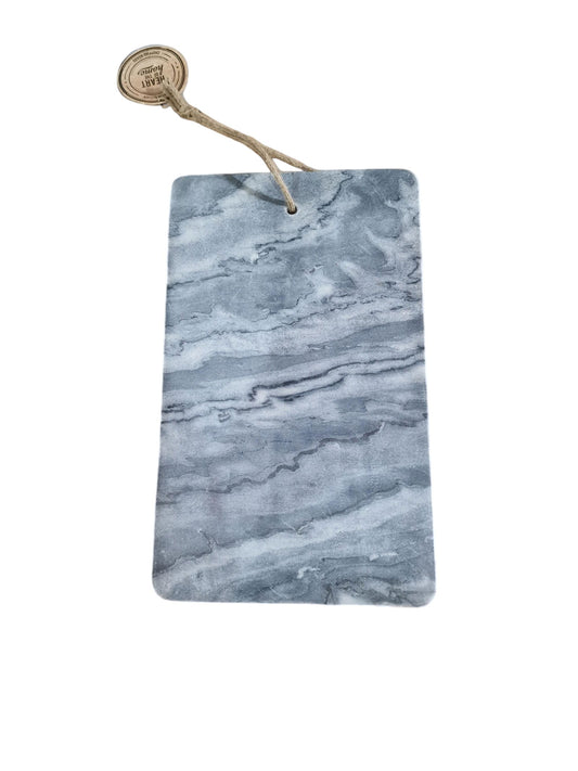 Grey marble chopping board by Geko Products with natural stone texture and hanging rope