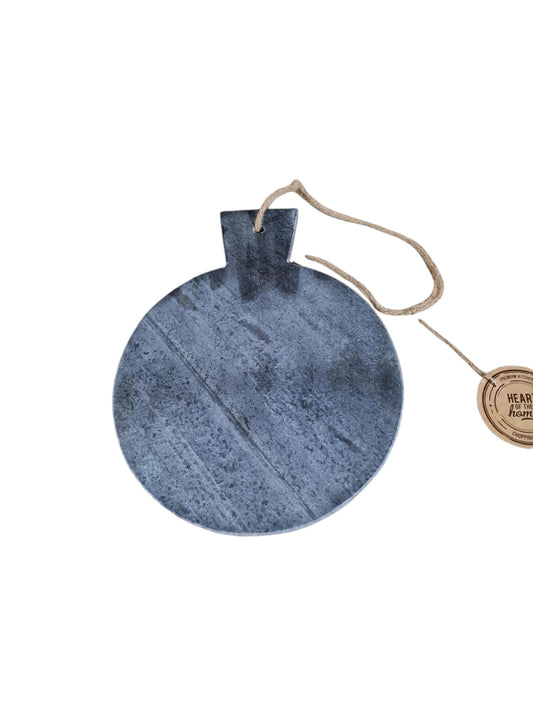 Grey marble chopping board with round shape and rope handle by Geko Products
