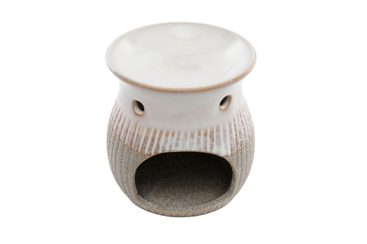 Geko Products grey sandstone oil burner with textured base and smooth top for essential oils