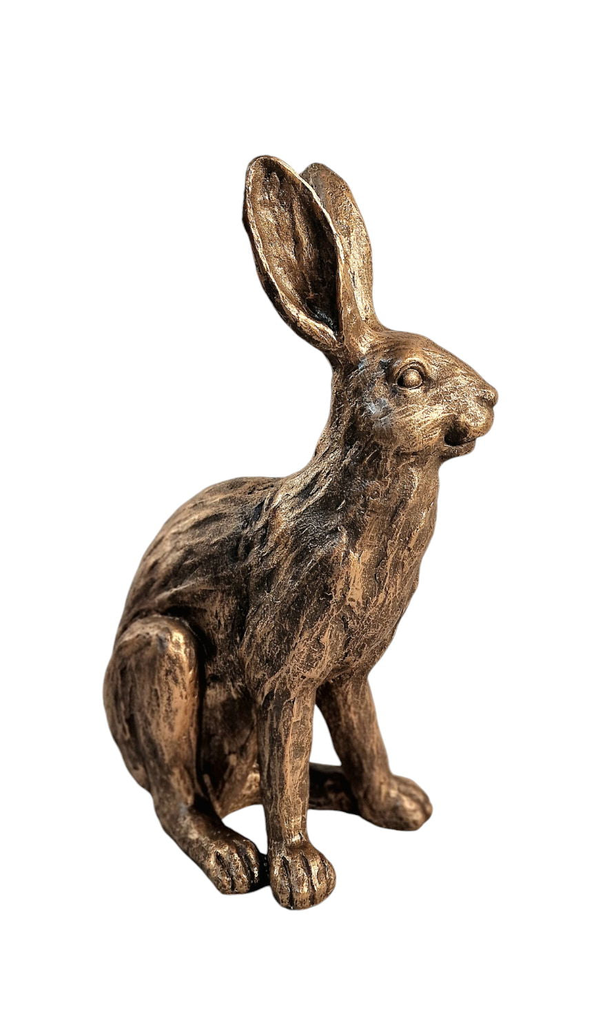 Geko Products hare brass ornament with detailed texture and antique finish sitting upright