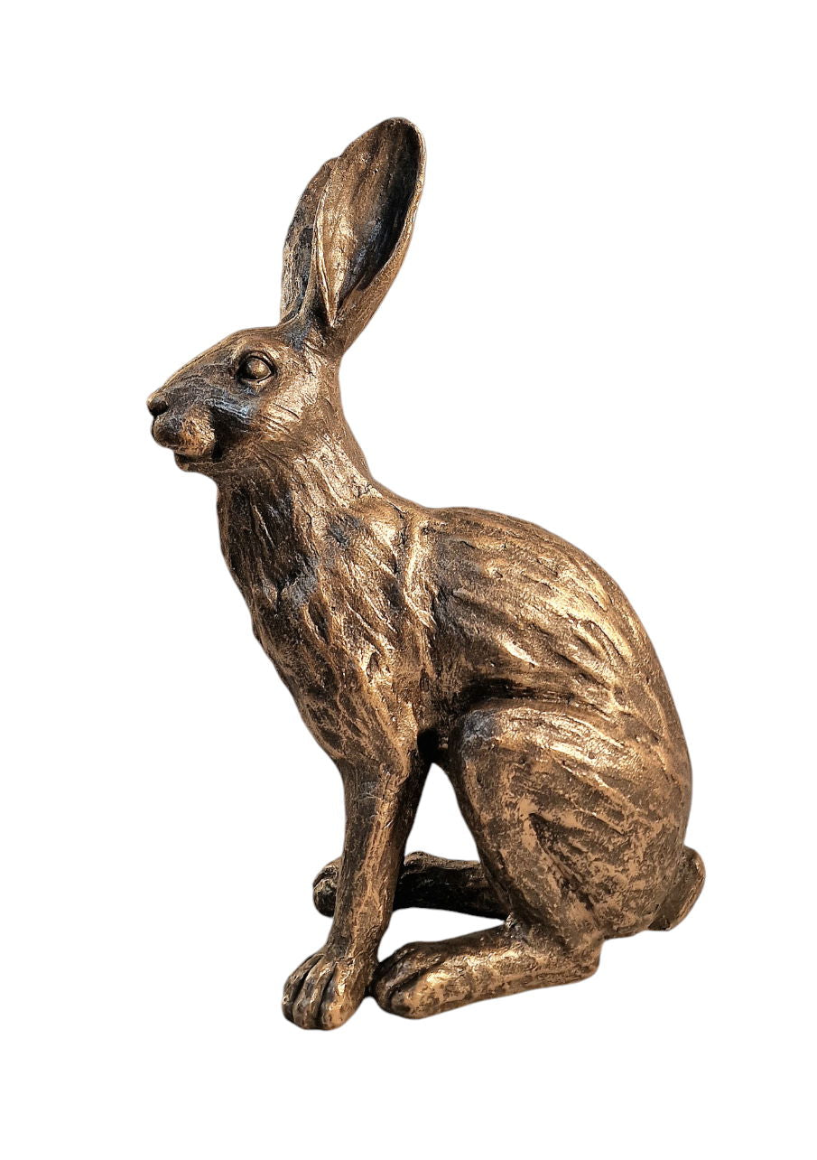 Geko Products hare brass ornament with detailed textured finish and realistic sitting pose