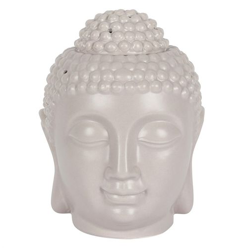 Large grey Buddha head oil burner and wax warmer for decorative home fragrance