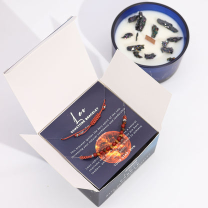 Leo gemstone bracelet in elegant box for Zodiac Crystal Candle gift set
