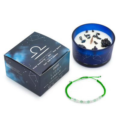 Libra Candle and Bracelet set featuring Zodiac Crystal and Gemstone Bracelet