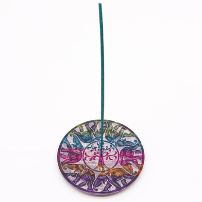 Lucky elephant incense holder featuring a colourful design for relaxation and meditation