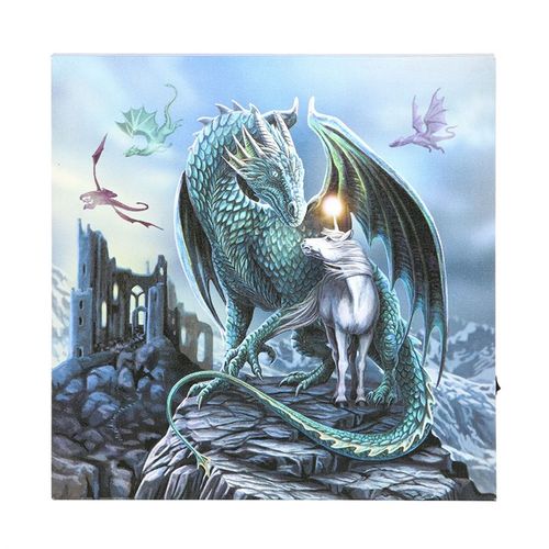 30x30cm Magic LED Canvas Art featuring a dragon and mythical creatures for home decor