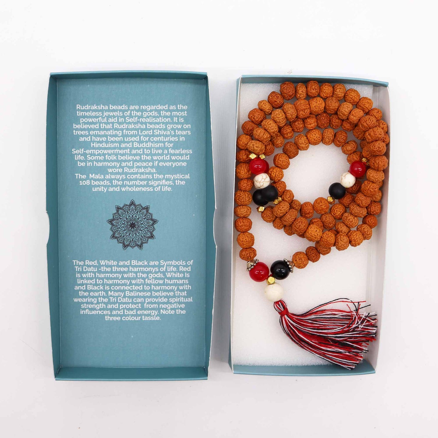 Chakra Mala Necklace - Harmony and Protection with Rudraksha beads for balance and spiritual growth