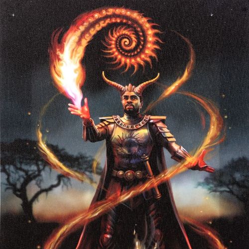 19x25cm Fire Element Wizard Canvas Plaque featuring mythical wall art for home by Anne Stokes